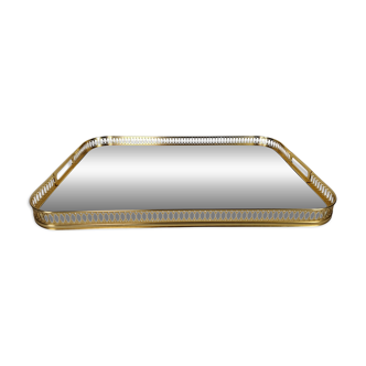 Hollywood Regency tray - brass - glass - Italy - 3rd quarter 20th century