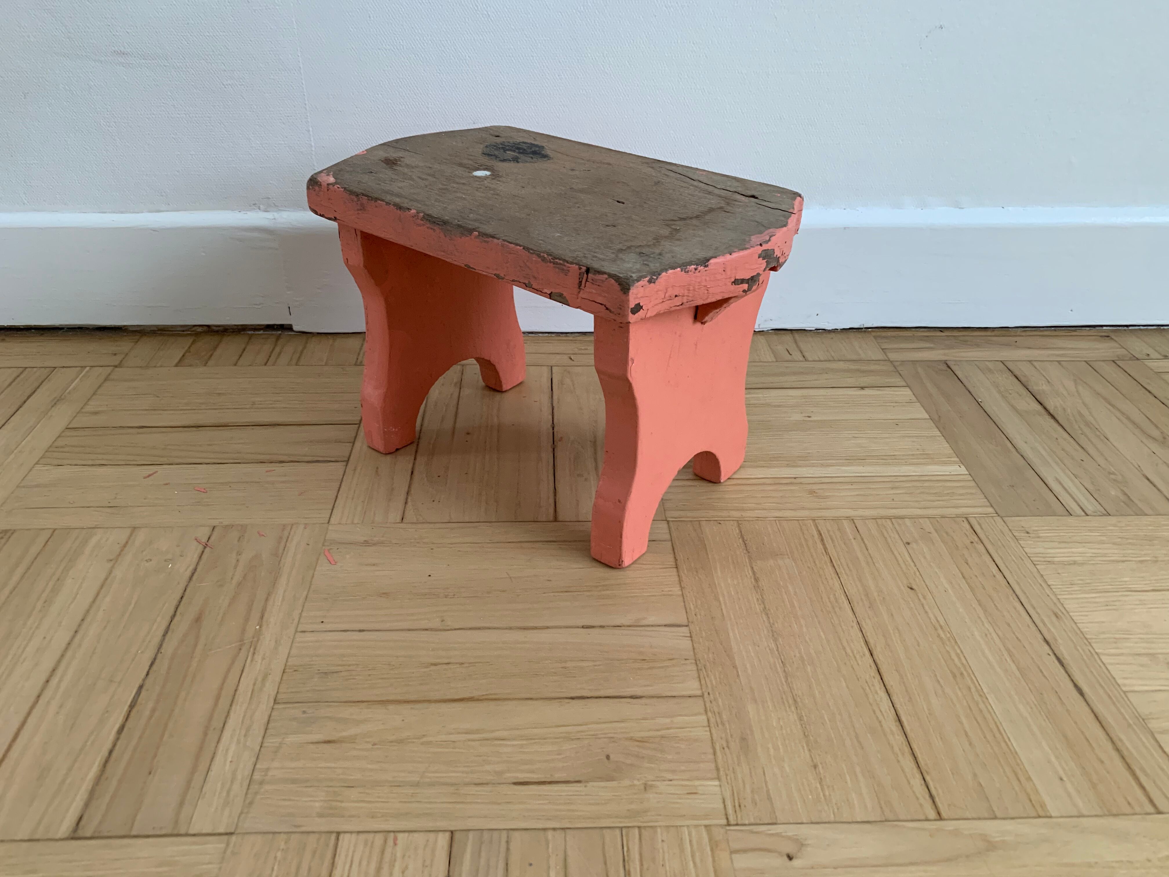 Small step foot in old wood