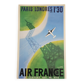 Affiche Air France - Paris - Londres