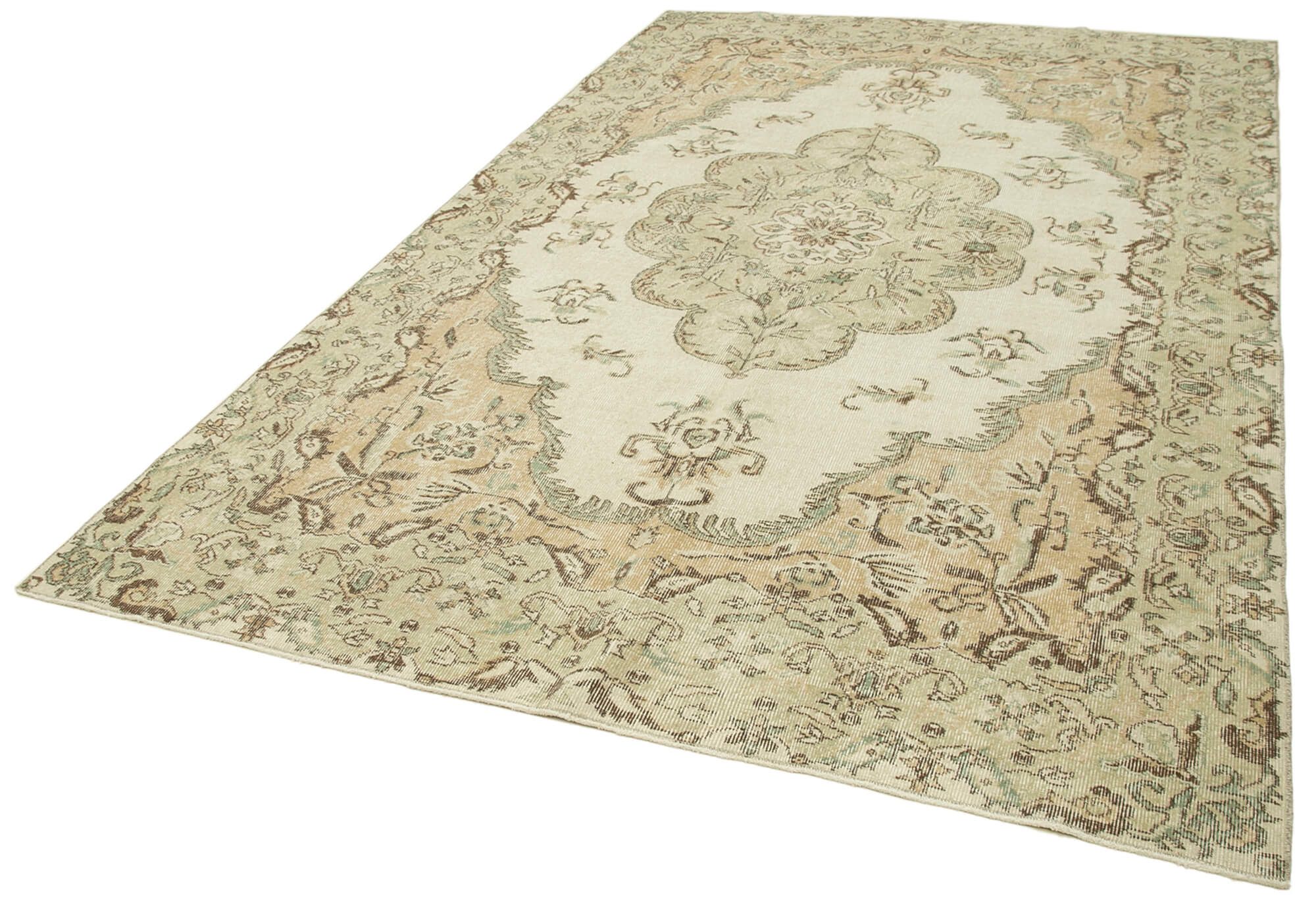 Handwoven distressed anatolian beige rug 200 cm x 320 cm