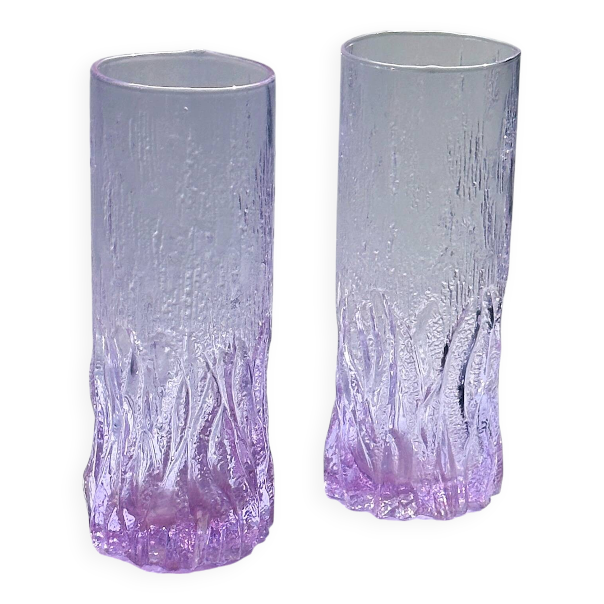 6 Alexandrite Longdrink Glasses - Space Age 1970s Italy