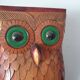 Umbrella holder in the shape of an owl in wood and wicker