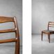 Vintage Mid-Century Danish Modern Elegant Teak & Grey Fabric Chairs, 1960s