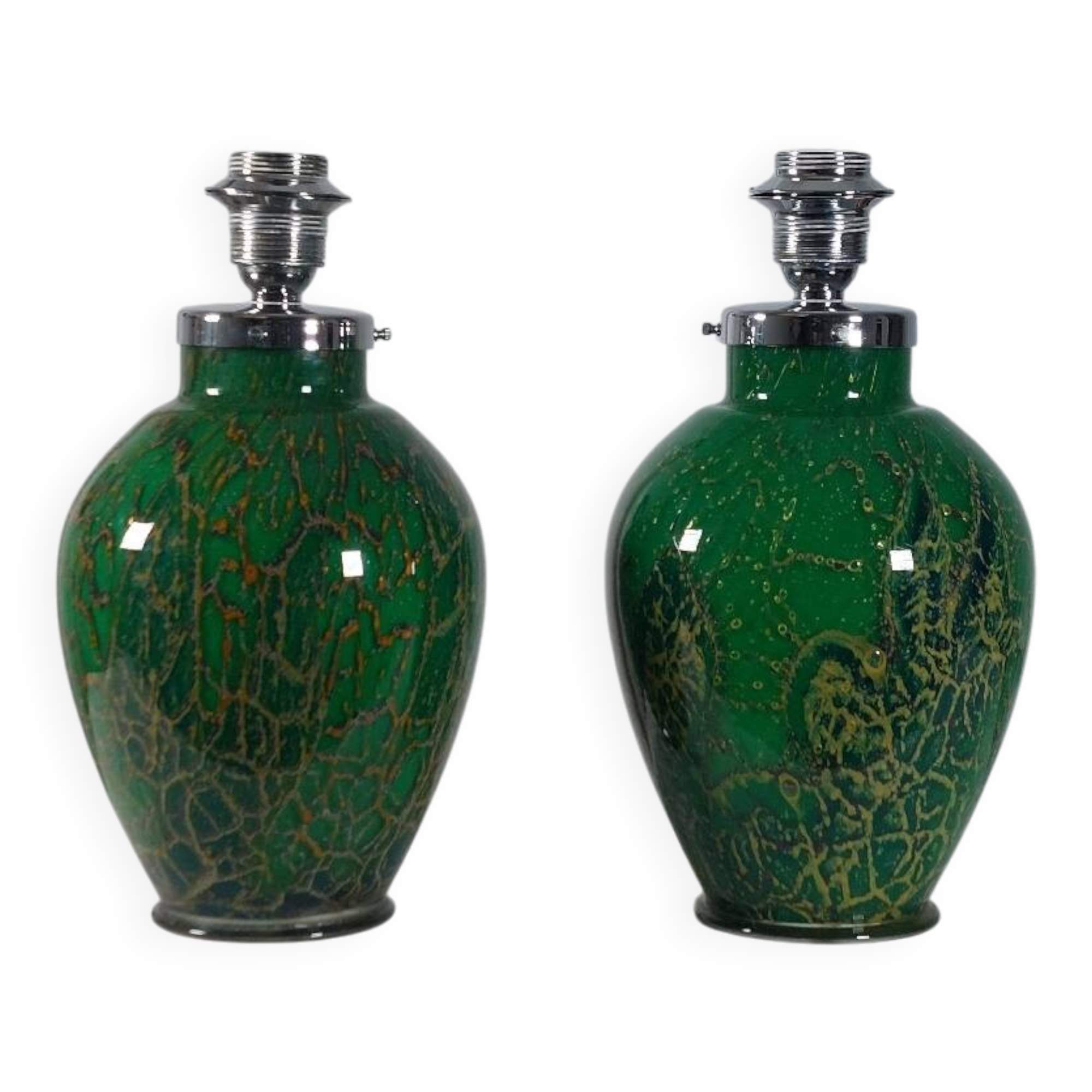 Pair of chrome glass table lamps Ikora WMF Art Deco Karl Wiedmann 1930