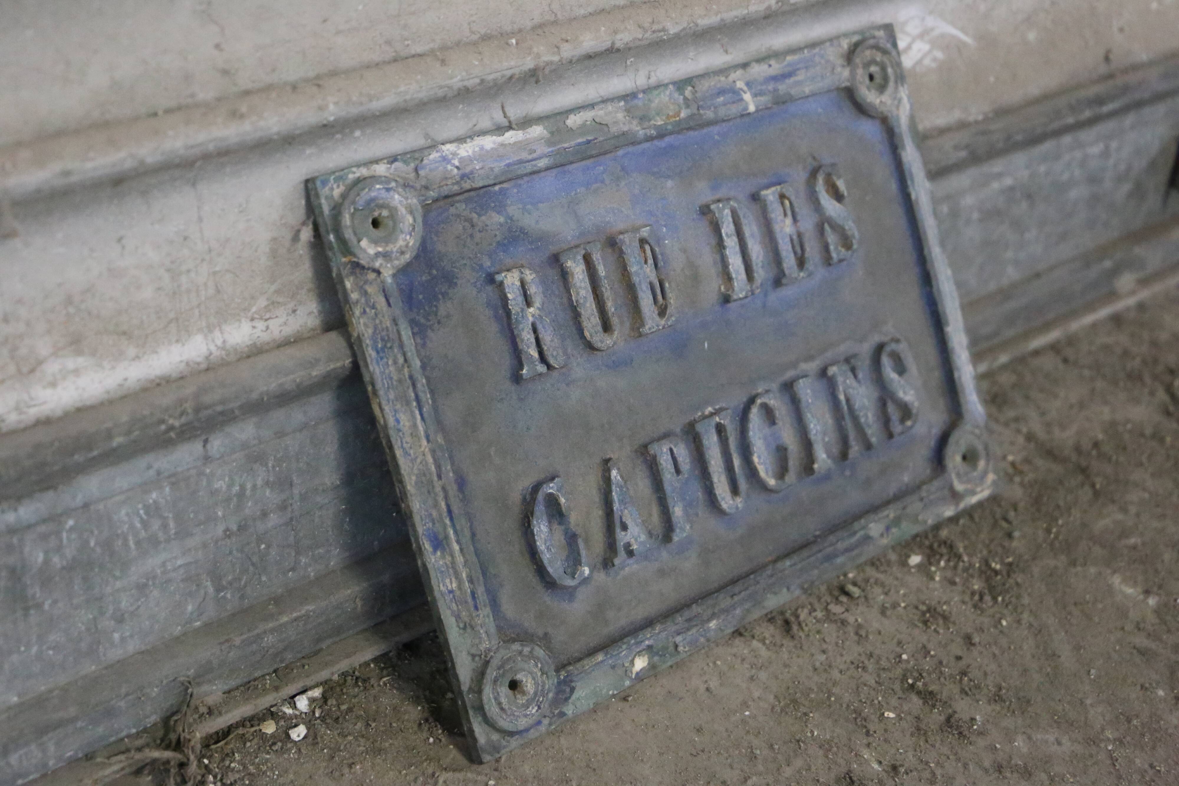 Antique street sign, cast iron, 19th century