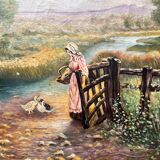 Old oil painting on canvas