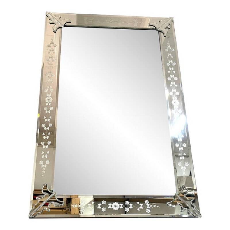 Venetian Rectangular Hand-Carving Wall Mirror Murano Glass Style