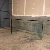 Post modern tempered glass table circa 1980