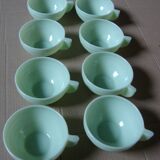 Set of 8 vintage cups in pale green opaline.