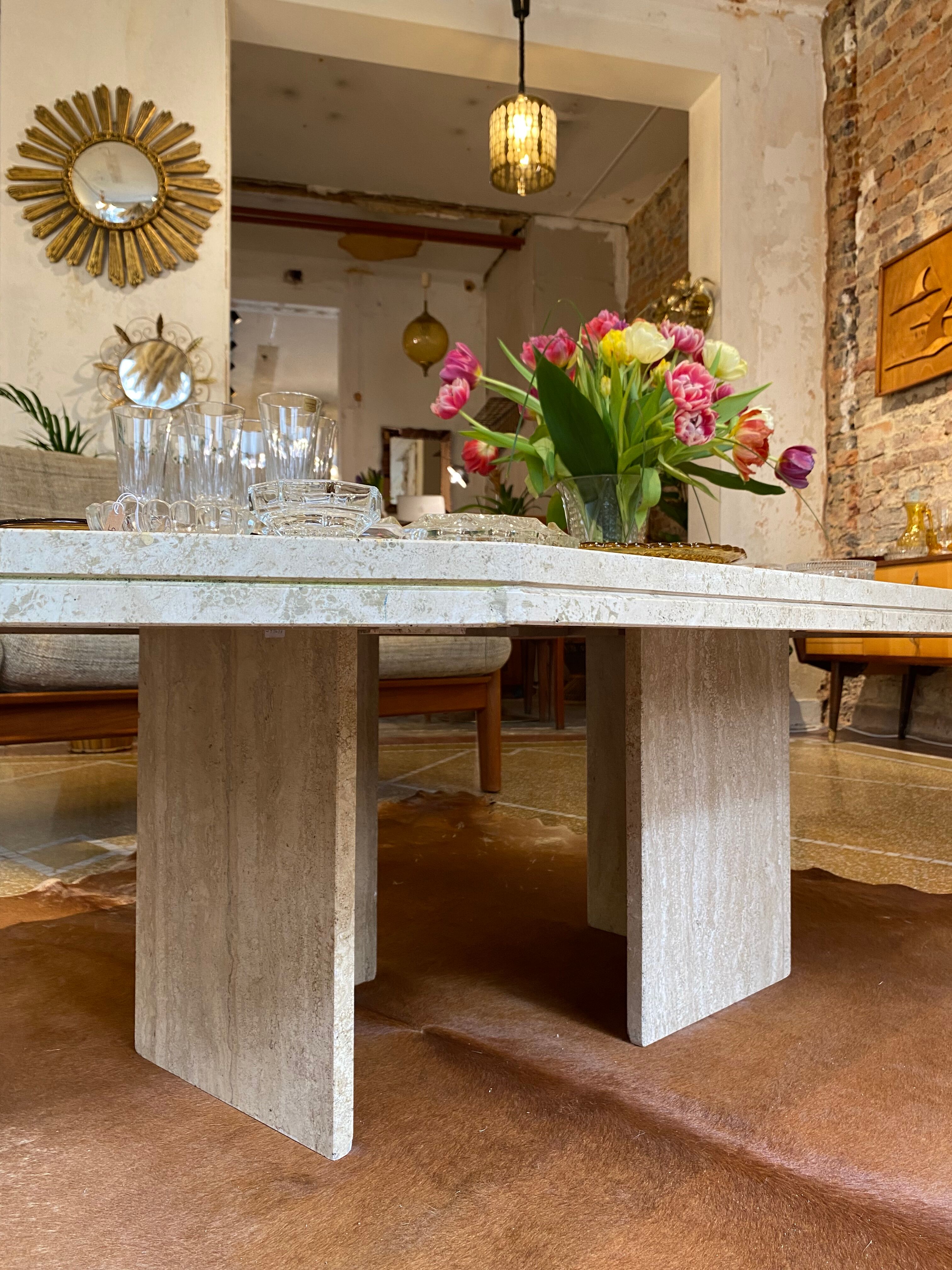 Travertine coffee table 70s