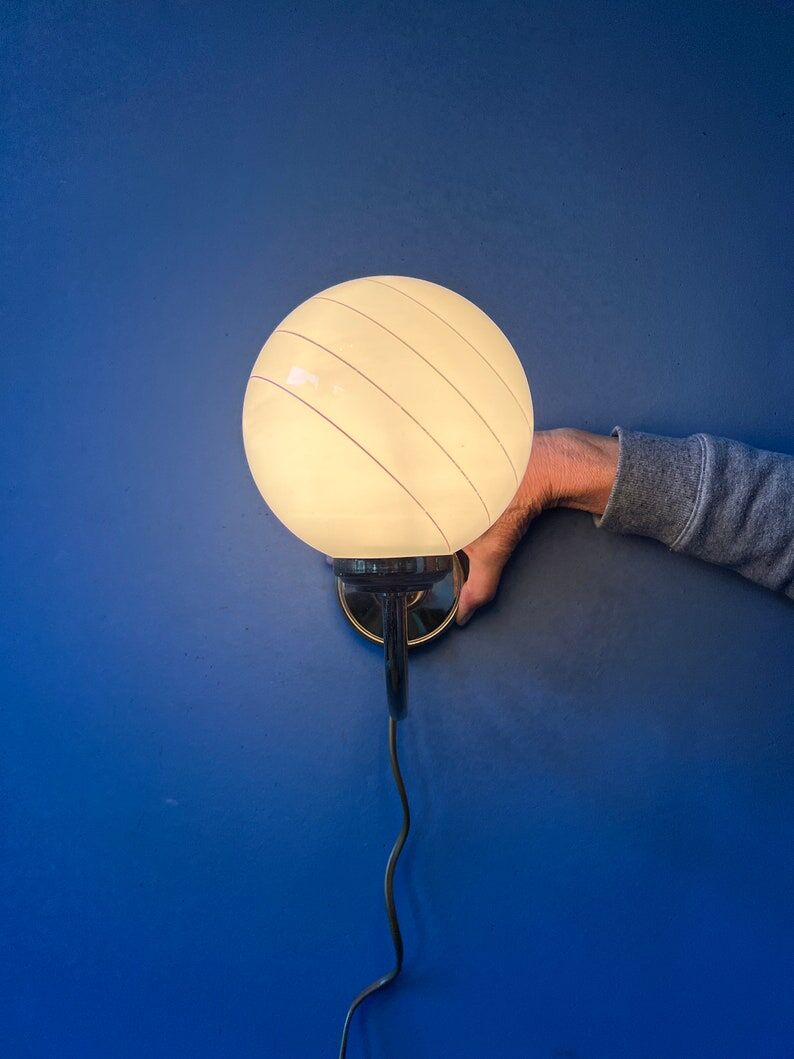 Set of 2 wall lights Hollywood Regency opal glass