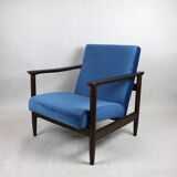 Blue marine velvet gfm-142 armchair by Edmund Homa, 1970s, ocean