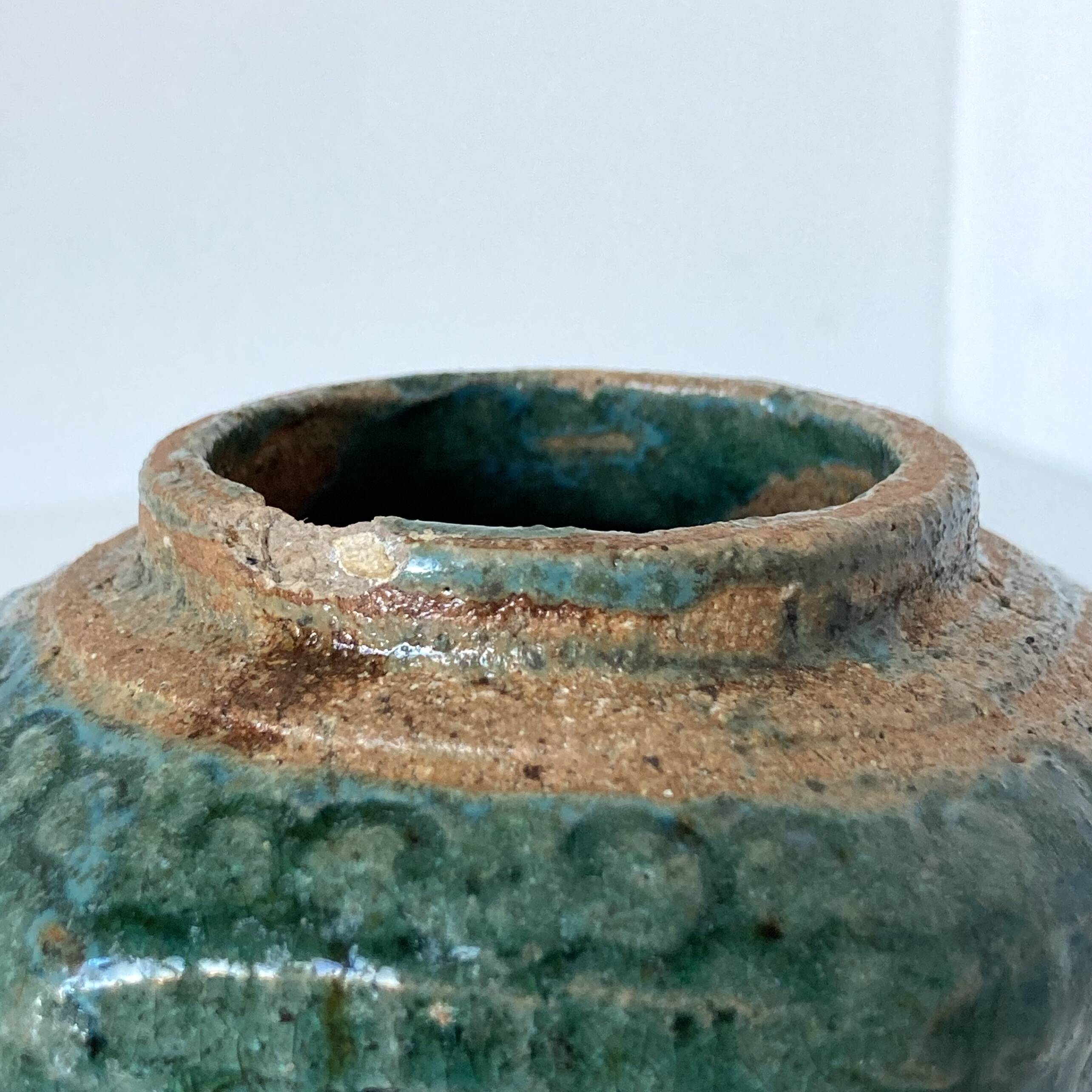 Glazed terracotta covered ginger pot. Ancient work from South China or Vietnam.