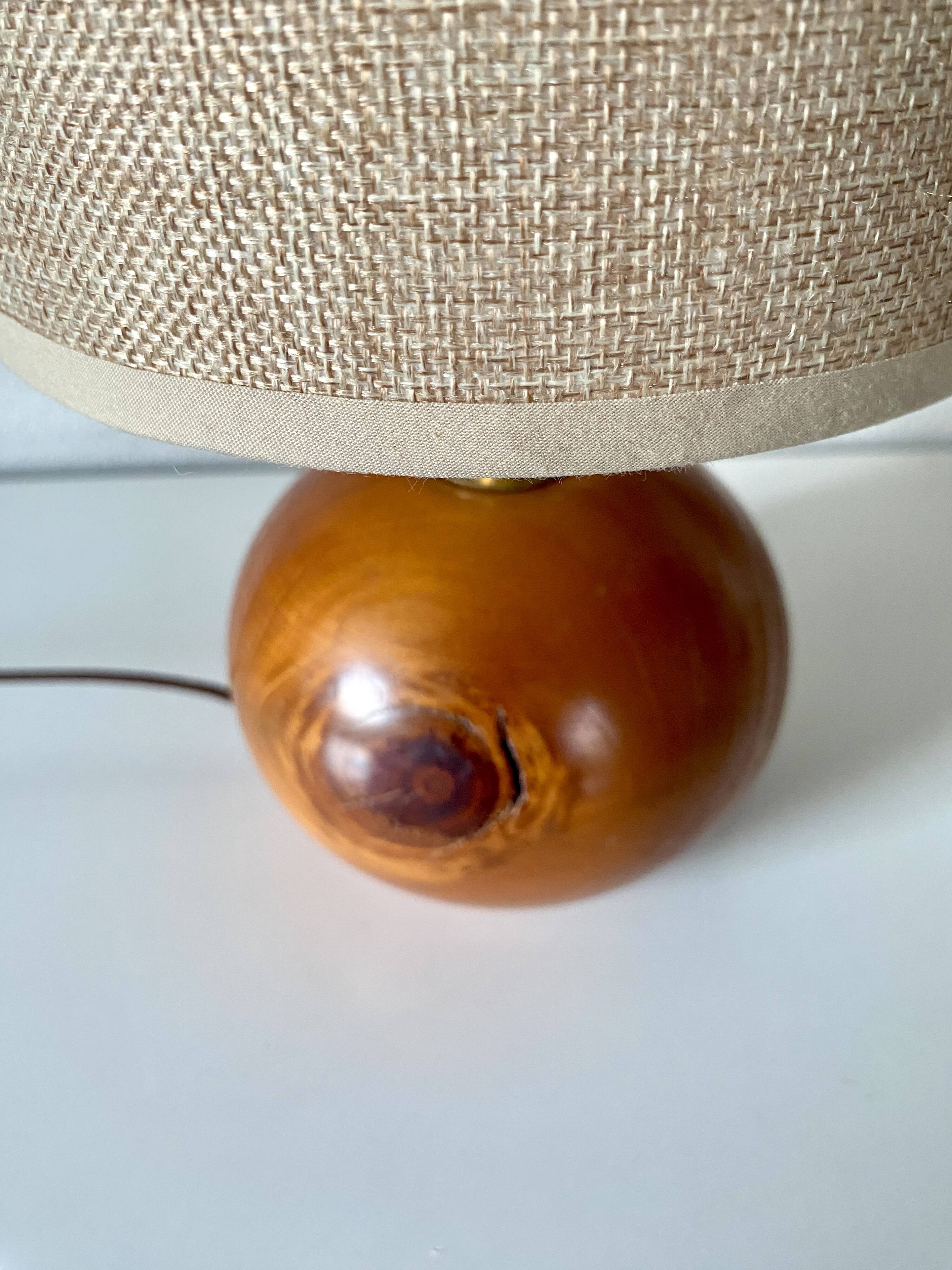 Wooden lamp, 2m fabric cable, fabric lampshade