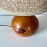Wooden lamp, 2m fabric cable, fabric lampshade
