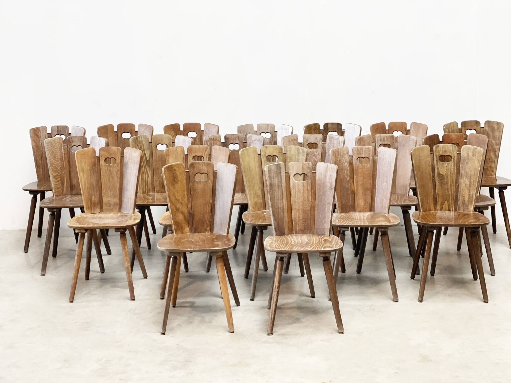 Xl lot of brutalist dining chairs