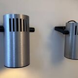 Pair of adjustable wall lights, brushed metal, France 1970