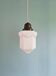 Art Deco skyscraper pendant lamp in white opaline, 1920-30