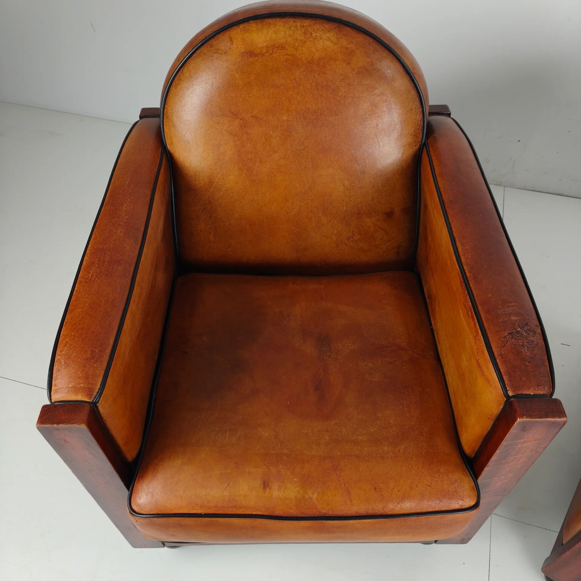 Art Deco sheepskin armchairs – set of two