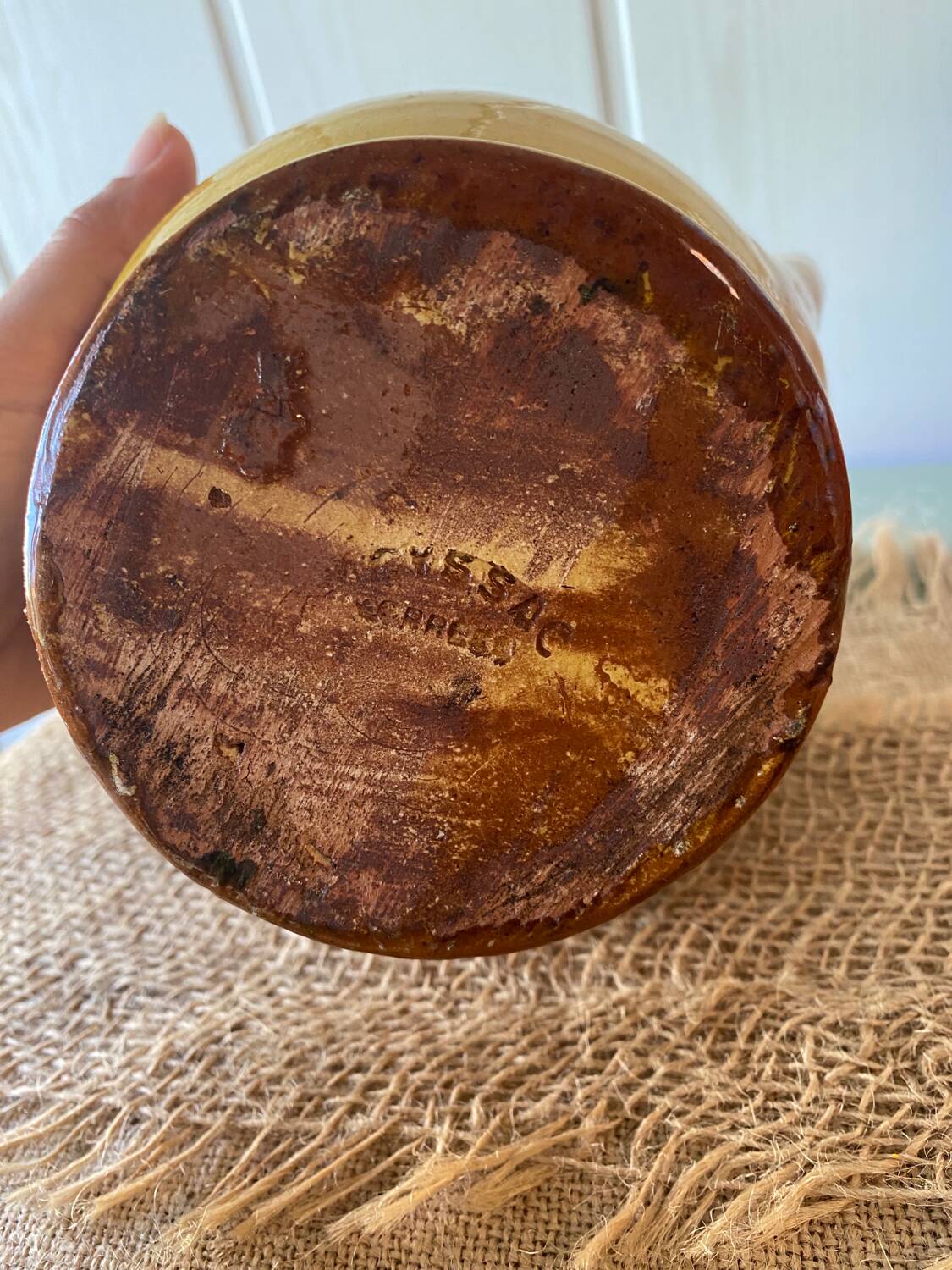 Yellow terracotta carafe