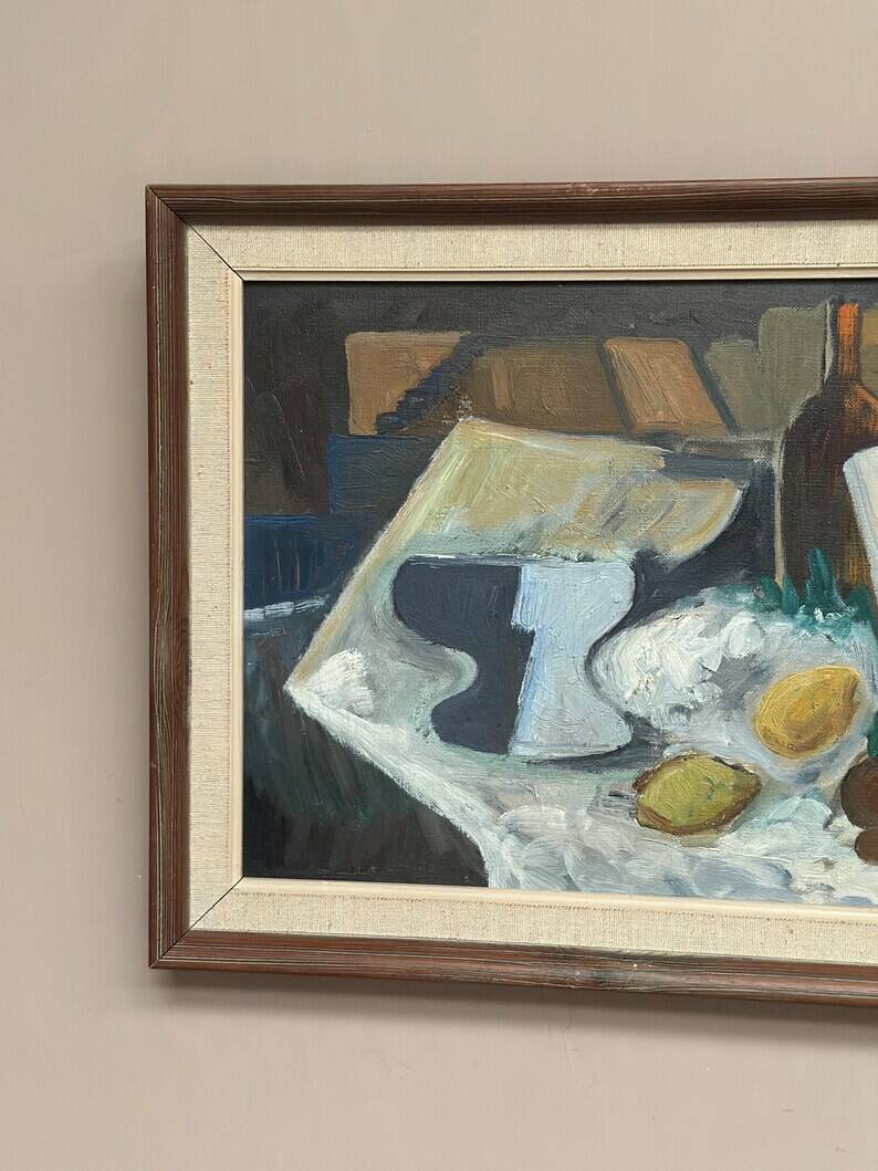 Original Swedish Oil on Canvas – “Still Life” by Inge Camill – Signed – Vintage & Framed – 57 × 34 cm (22.4" × 13.4")