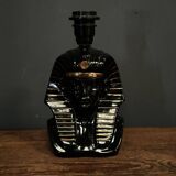 Black ceramic sphinx or pharaoh lamp 1980 brown lampshade
