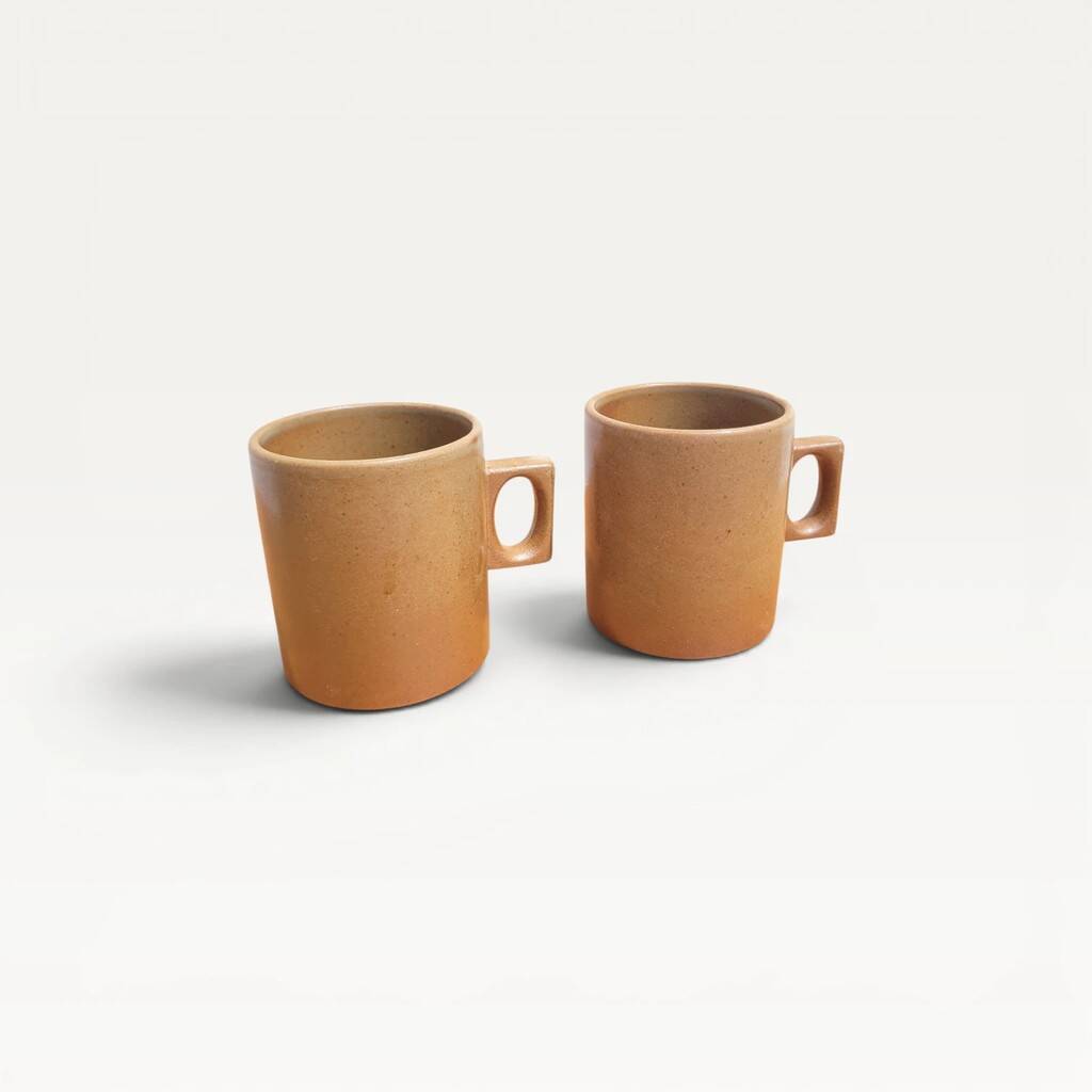 Set of 2 stoneware mugs from the 70s Brenne.