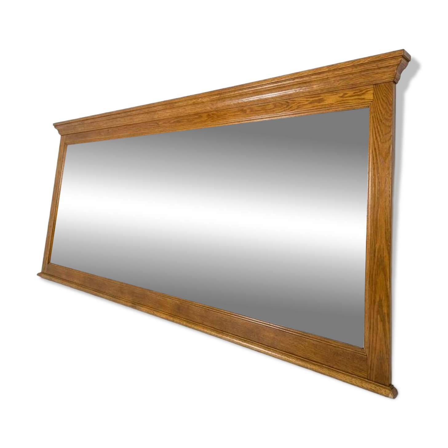 Miroir XXL biseauté en chêne, 210cm de L