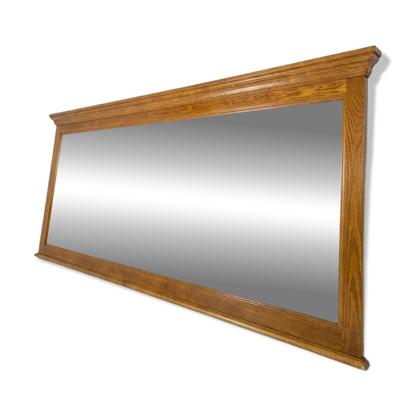 Miroir XXL biseauté en chêne, 210cm de L