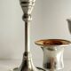 Vintage chrome metal candle holders