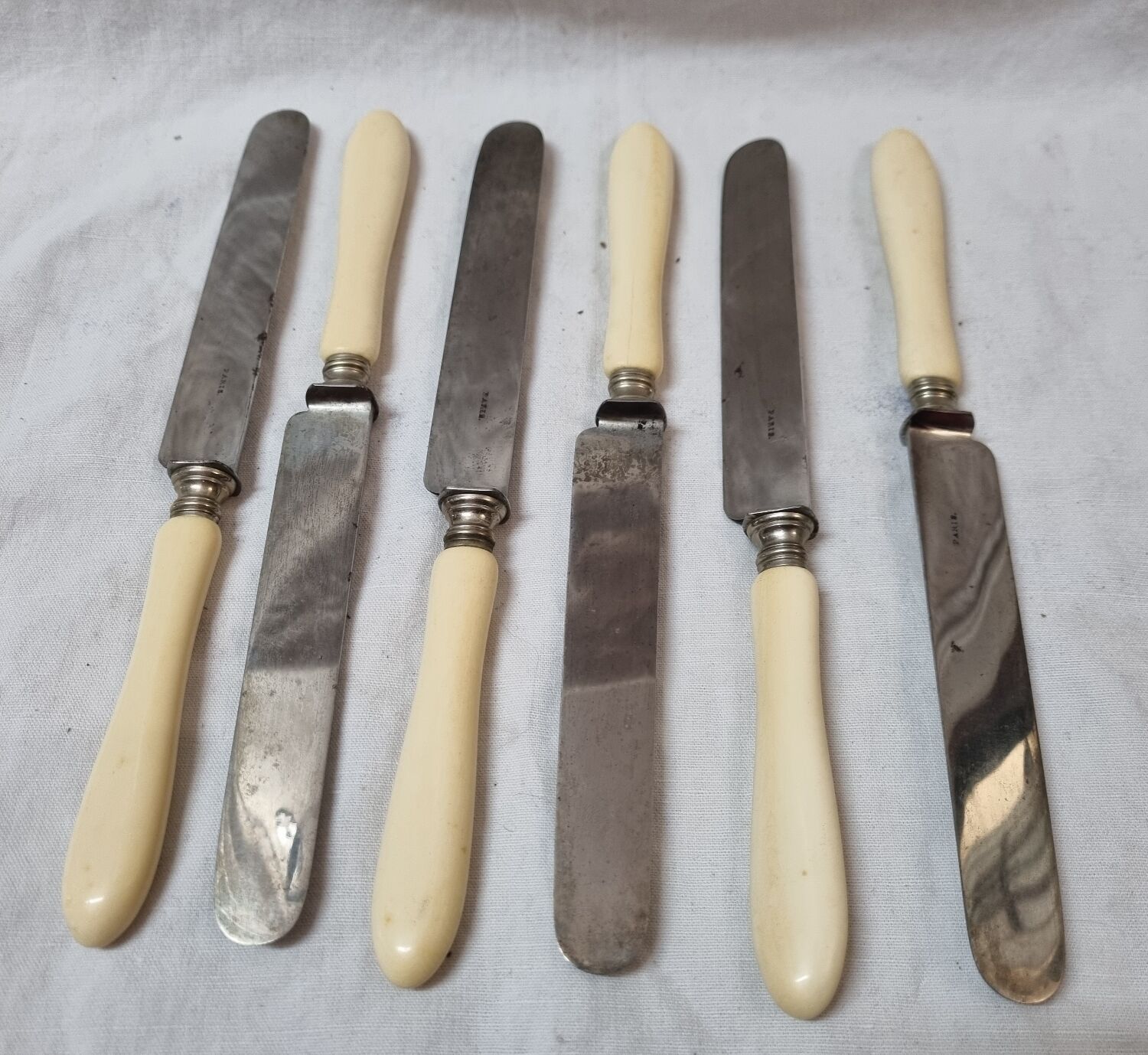 6 meat knives, ivory handle, late nineteenth