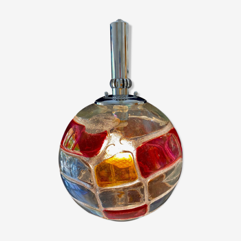 Suspension Globe Mazzega verre Murano bicolore