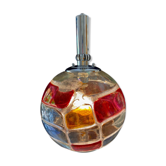 Suspension Globe Mazzega verre Murano bicolore