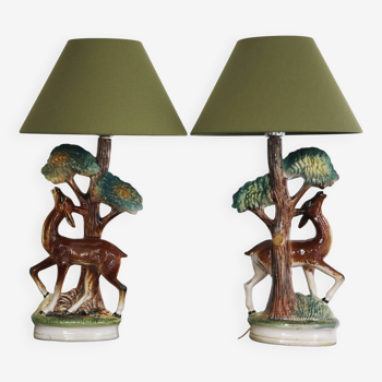 Pair of ceramic bedside lamps
