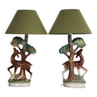 Pair of ceramic bedside lamps