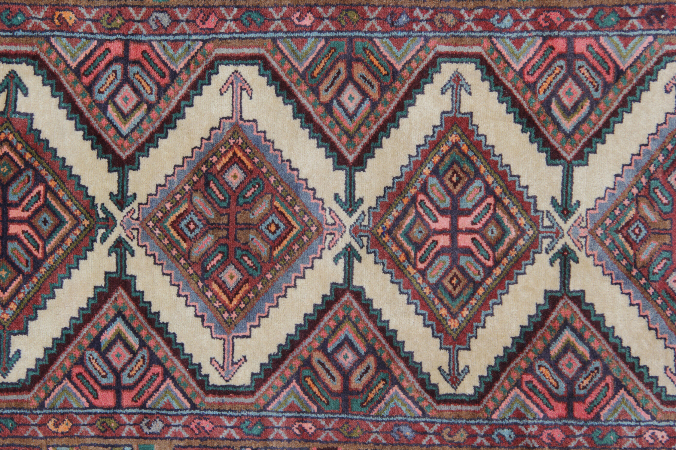 Handwoven Vintage Persian Rug Long Multi-coloured Wool Runner Rug