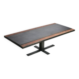 Coffee table, ceramic and steel plates, circa 1960.