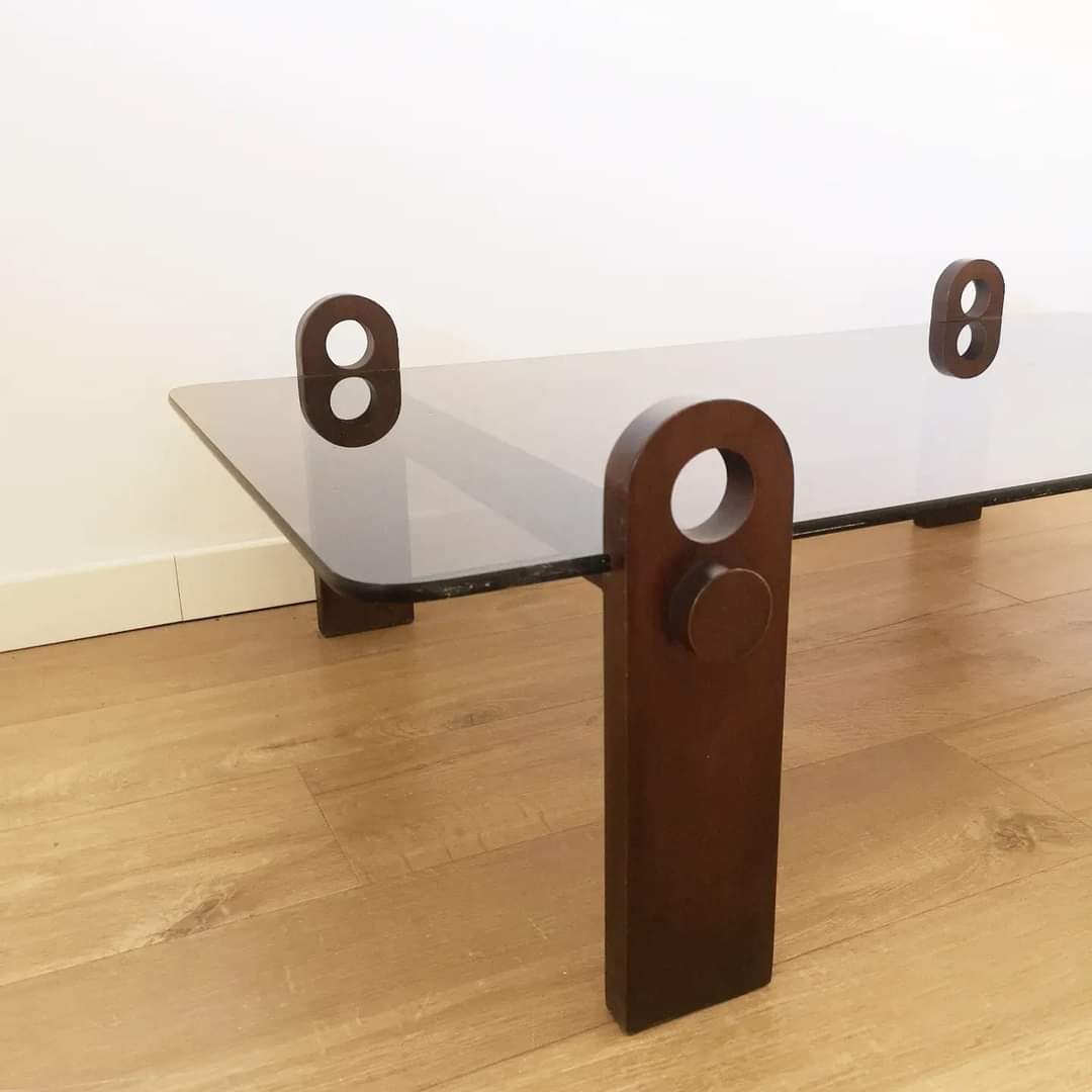 Vintage coffee table in smoked glass