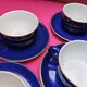 Service of 6 cups and saucers in cobalt blue with gold trim - Mitterteich