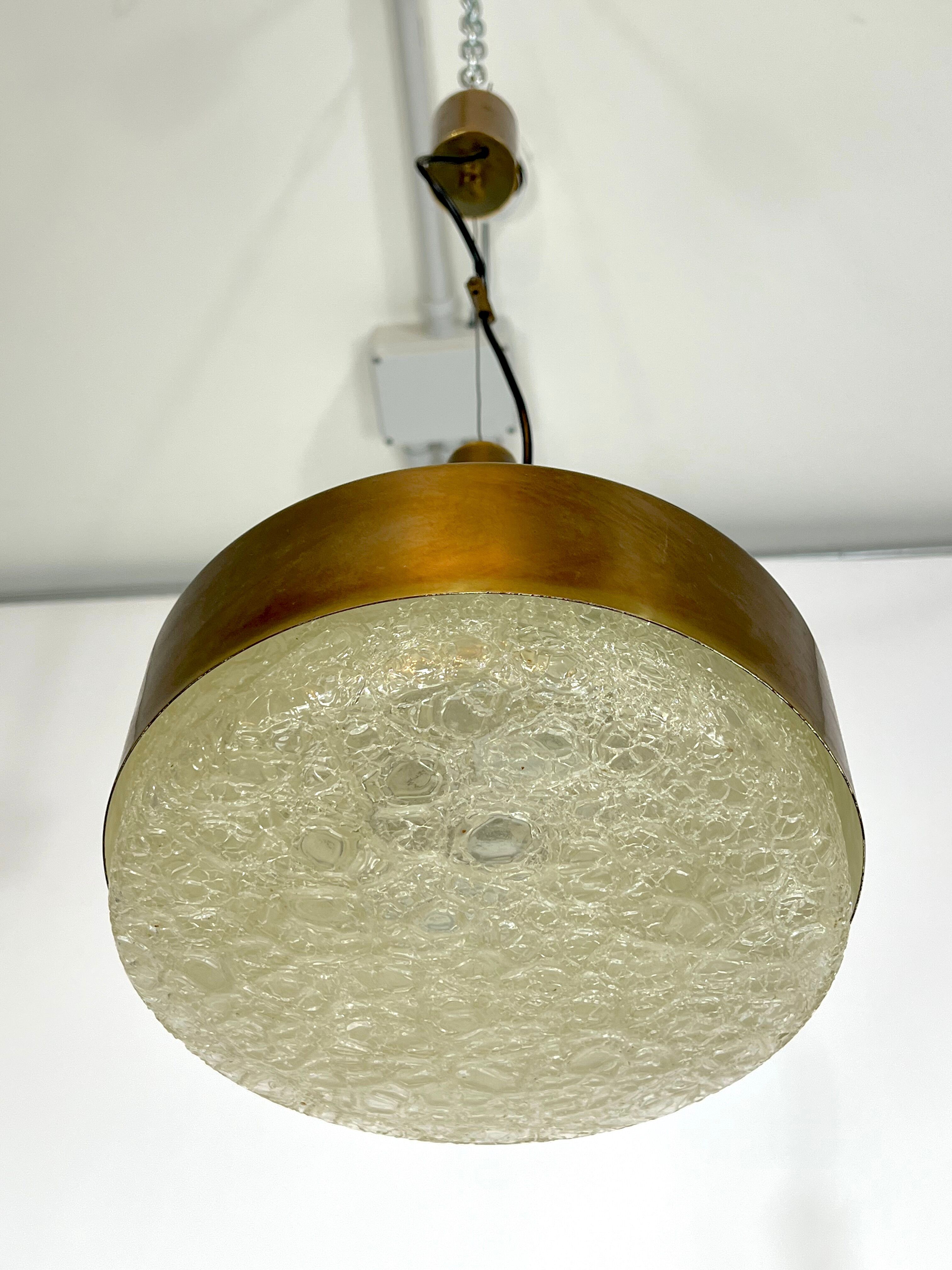 Mid-century Stilnovo brass pendant light from 50s
