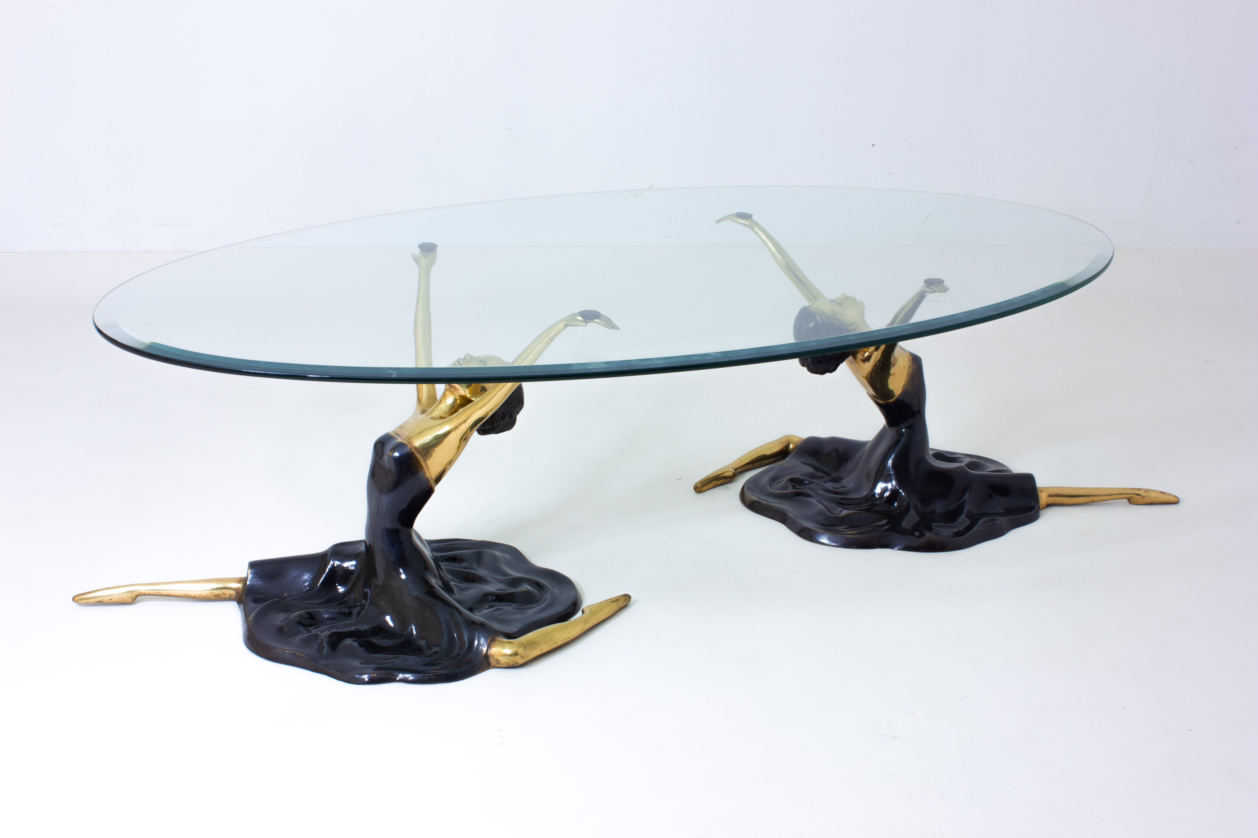 Brass French ballerina coffee table, France 1960s