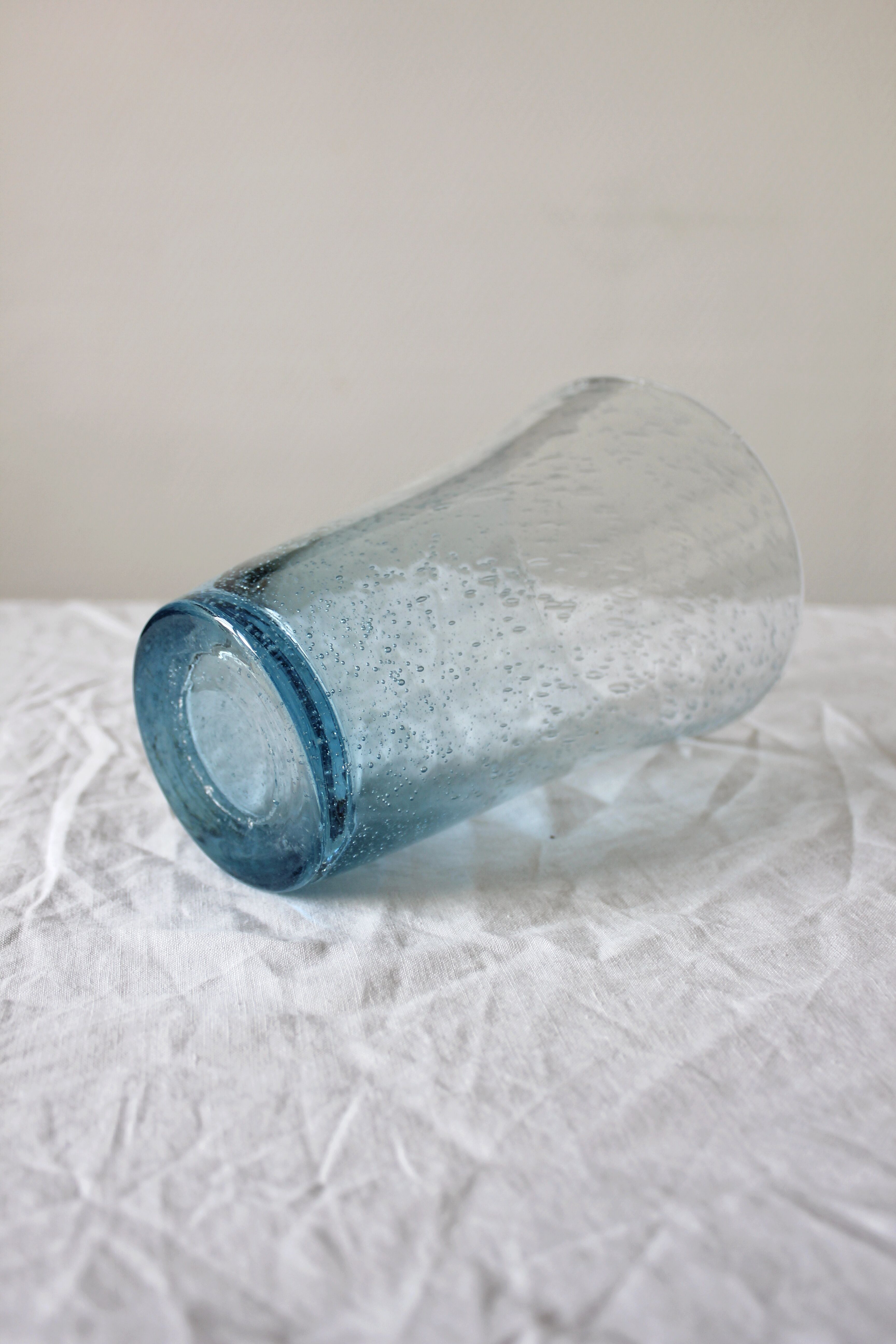 Vintage Biot Light Blue Bubble Blown Glass Vase