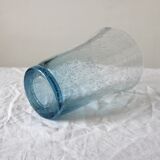Vintage Biot Light Blue Bubble Blown Glass Vase