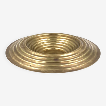 Large brass grooved centerpiece / vide poche, Italy 1970s