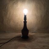 Turned wooden bedside lamp foot