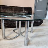 Vintage chrome steel and glass coffee table from Italy from the 70s
