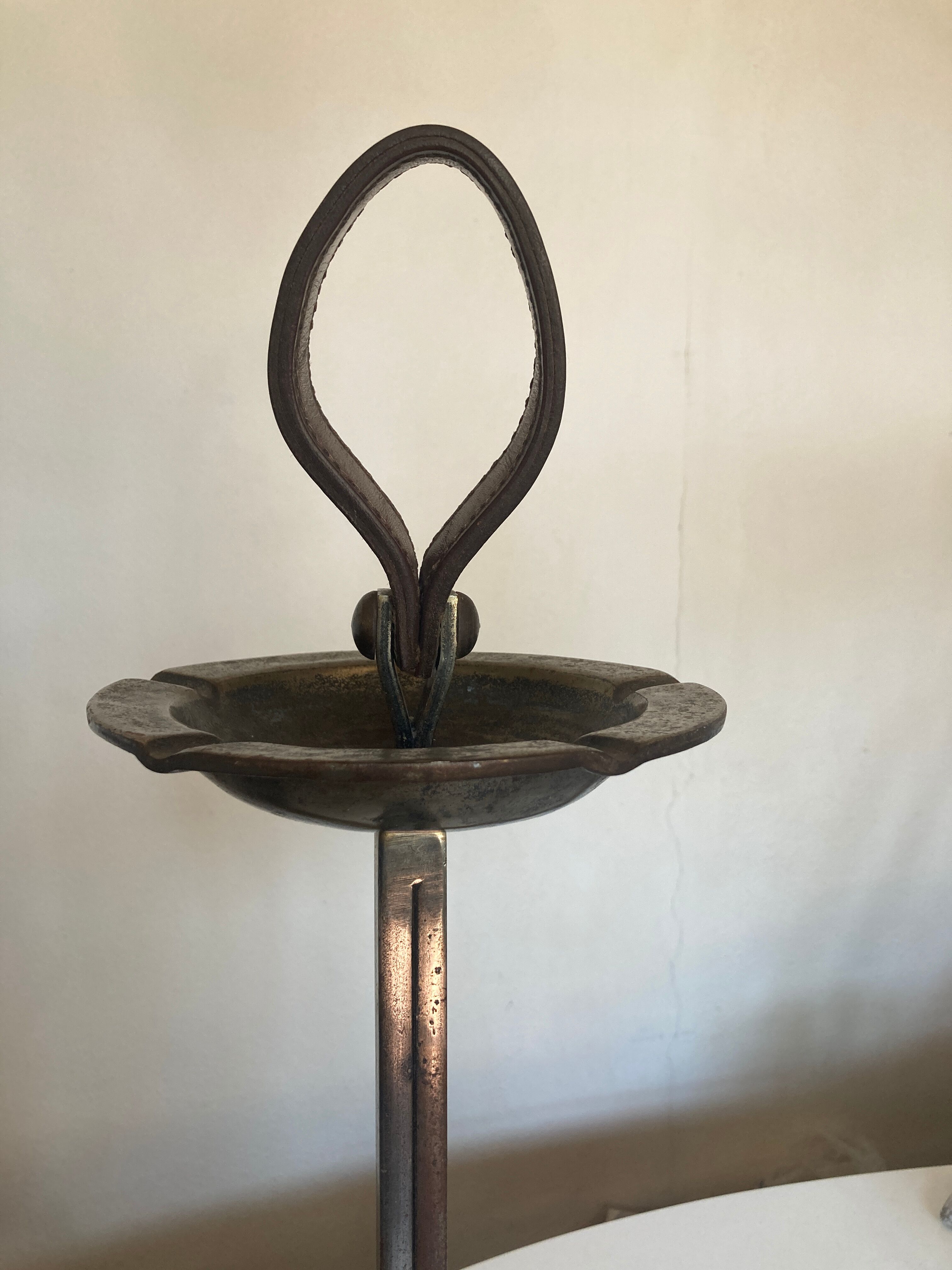 Bronze, steel and leather ashtray by JP Ryckaert, 1970 brutalist.