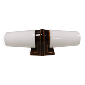 Applique ancienne en céramique marron, porcelaine et verre blanc, 1960