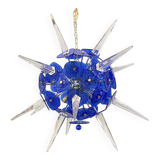 Blue Murano Style Glass Sputnik Gold Candlestick