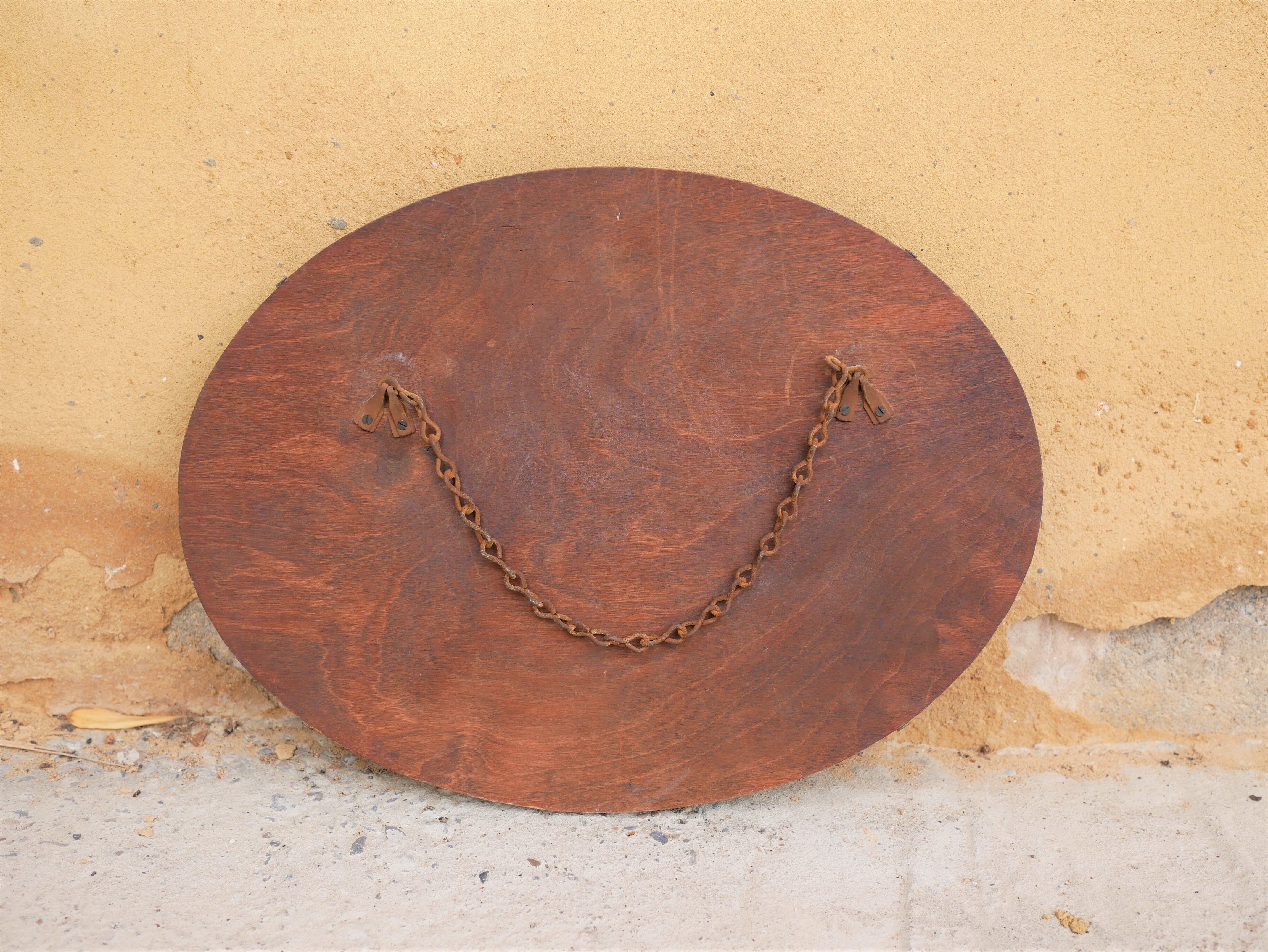 Vintage art deco bevelled oval mirror